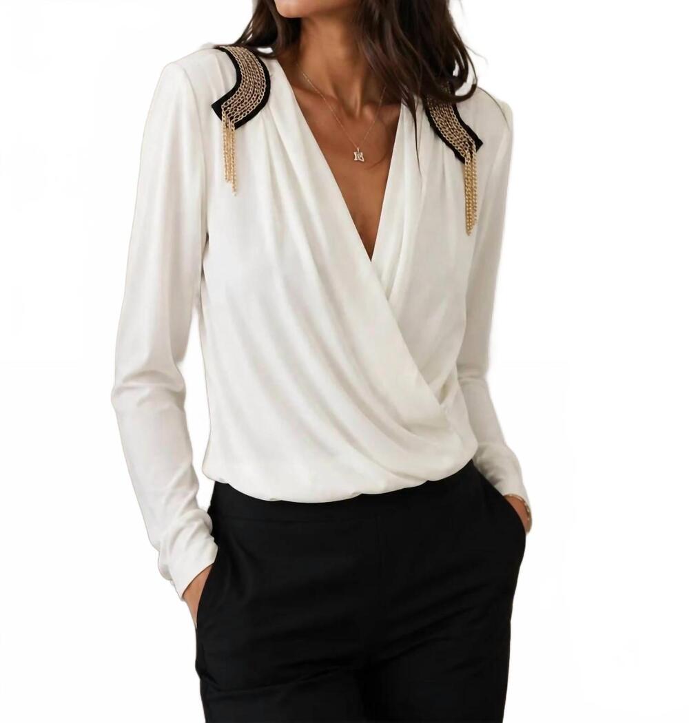 NEW RINASCIMENTO wrap blouse in white